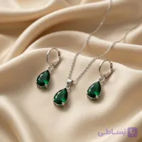 نیم ست طرح قو نقره‌ای نگین اشکی