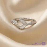 انگشتر طرح دم وال دوطرفه نگین‌دار