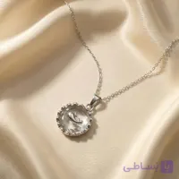 گردنبند طرح وال نقره‌ای با کریستال دایره‌ای شفاف