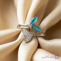 انگشتر طرح دم وال دوطرفه نگین‌دار