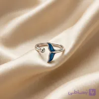 انگشتر نقره‌ای طرح دم وال آبی فری‌سایز