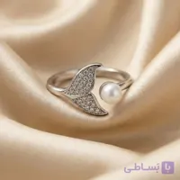 انگشتر طرح دم وال دوطرفه نگین‌دار