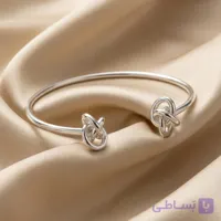 دستبند النگویی دو لاین نقره‌ای با طرح گره