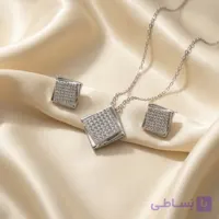 نیم‌ست طرح مربع پرنگین نقره‌ای با طراحی چندلایه
