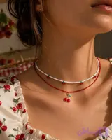 گردنبند ظریف دخترانه مدل گیلاس کد 013
