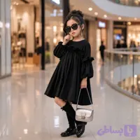 پیراهن دخترانه چین دار مشکی بارادکید کد11033(%15 تخفیف ویژه خرید نقدی ازطریق درگاه پرداخت سایت)