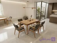 ست 6 نفره نهارخوری صندلی چوبی سورنا با میز پارچه