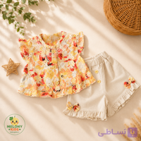 ست پیراهن و شلوارک دخترانه نازنجی
