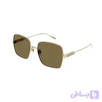 عینک آفتابی زنانه گوچی Gucci GG1434S 002 57 رزگلد با عدسی قهوه‌ای