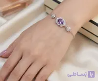 دستبند نقره زنانه نگین اماتیست  کد 128