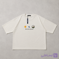 تیشرت باکسی مینیمال رنگ کرم دونخ
