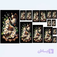 حراج نیم ست سرویس-قوری گل سفید مشکی