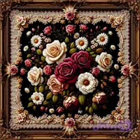 سفره(رومیزی)-گل ریز مشکی