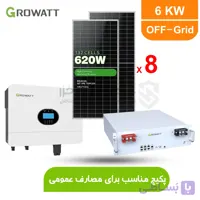 پکیج انرژی خورشیدی مناسب مصارف عمومی با 8 عدد پنل بدون نیاز به برق شهر | Growatt