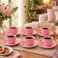 سرویس چای‌خوری ۱۲ پارچه صورتی