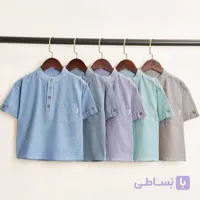 پیراهن پسرانه مجلسی لینن پنبه یقه دیپلمات کد 2870