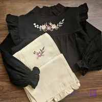 شومیز شلوار کتان نوجوان گلدوزی کد 2859