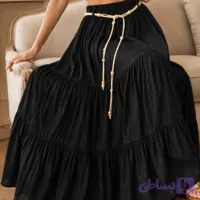 دامن سه چین نخی استرداد 38 تا 44 دو رنگ مشکی و قهوه‌ای
