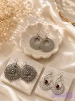 گوشواره زنانه مدل طرح نقره | Qazal Bijoux Silver Essence