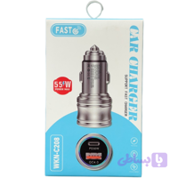 شارژر فندکی خودرو فست شارژ دو پورت مدل WKN-C208 توان ۵۵ وات