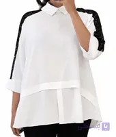 شومیز زنانه یقه دار با تور گیپور