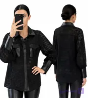 شومیز زنانه مشکی پانچ و چرم  ویچی