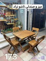 میز و صندلی تاشو چوبی پشتی دار دو نفره