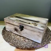 جای دستمال دستما کاغذی رومیزی چوبی 300 برگ درب دار