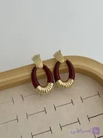 گوشواره رزینی بیضی زرشکی