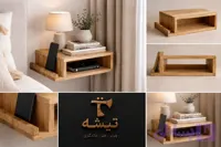 شلف و میز کنار تخت چوبی تییشه