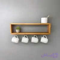 شلف دیواری چوبی مدل “کافه‌نوش” (استند ماگ و دکوری)تیشه