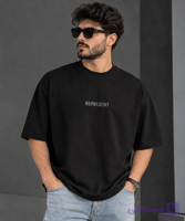 تیشرت مردانه یقه گرد اورسایز چاپ برجسته طرح REPRESENT
