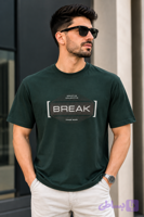 تیشرت مردانه یقه گرد چاپ برجسته طرح BREAK