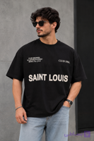 تیشرت مردانه یقه گرد اورسایز پارچه ماکان طرح saint louis