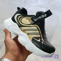 کفش 31تا35 اسپرت چسبی بچه گانه بچگانه مشکی طلایی
