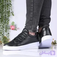 کفش اسپرت مردانه و زنانه دو چسب زیره پی یو دور دوخت رنگ سفید مشکی - بهمن اسپرت اورج