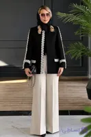 ست کت شلوار مزونی زنانه سایز بزرگ مدل آلما
