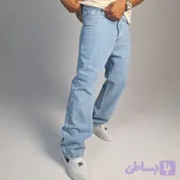شلوار نیم بگ ساده. آبی یخی