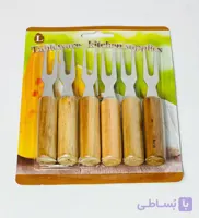 چنگال زیتون خوری دسته چوبی