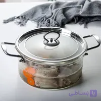 قابلمه پیرکس دسته استیل ۲/۵ لیتری