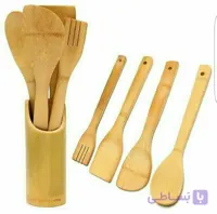 ست کفگیرملاقه + استند بامبو