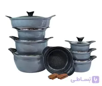 سرویس ۱۸ پارچه دیگ چف چدن داخل گرانیت