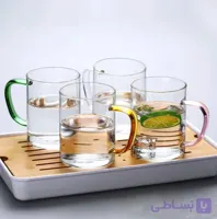 لیوان پیرکس دسته رنگی
