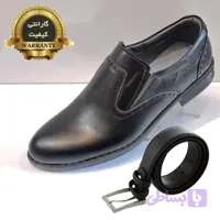 ست کفش مردانه مدل رویال کشی و کمربند چرم رابو (کد DRTGN)