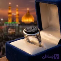 انگشتر نقره باسنگ عقیق مشکی حکاکی ان معی ربی کد 5369