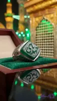 انگشتر نقره باسنگ عقیق سبز حکاکی یامهدی رکاب نقطه کد 5399