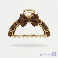 کلیپس مو زنجیری پاپیون قهوه‌ای