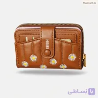 کیف پول زنانه کوتاه مدل گل‌دار و چهل‌تکه