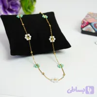 گردنبند زنانه استیل طرح گل مروارید| گالری بال نور🎁