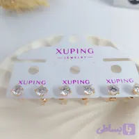 گوشواره میخی تک نگین طلایی ژوپینگ